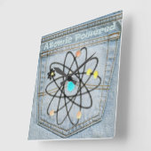 Carrée Horloge Denim Back Poche "Énergie Atomique" (Angle)