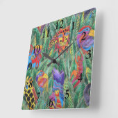 CARRÉE HORLOGE DES ANIMAUX DE JUNGLE (Angle)