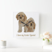 Carrée Horloge des chiots spaniels Cocker (Maison)