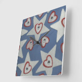 Carrée Horloge des coeurs et des étoiles (Angle)