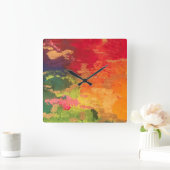 Carrée horloge des couleurs arc-en-ciel (Maison)