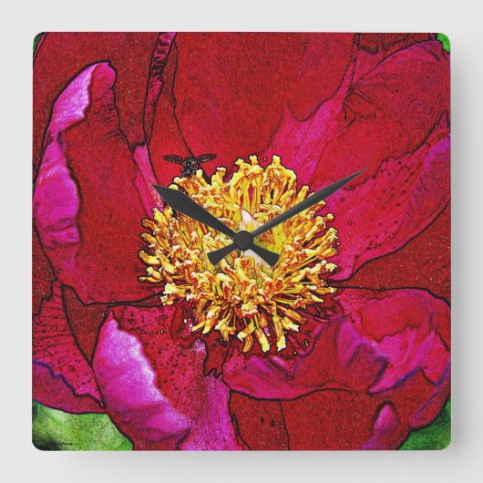 Carrée Horloge des fleurs d'abeilles (Recto)