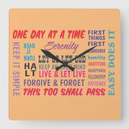 Carrée horloge des slogans de récupération (Recto)
