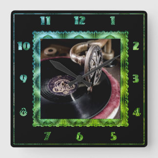 Carrée Horloge des Tourne-disques à l'ancienne