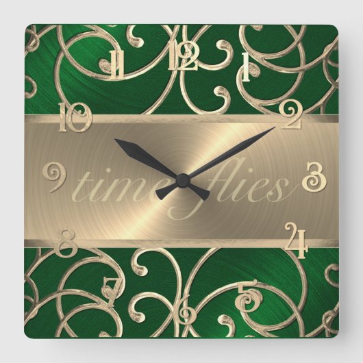 Carrée Horloge des volées vertes et dorées (Recto)