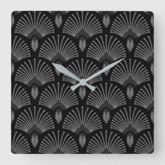Carrée Horloge design Art déco noir et argenté