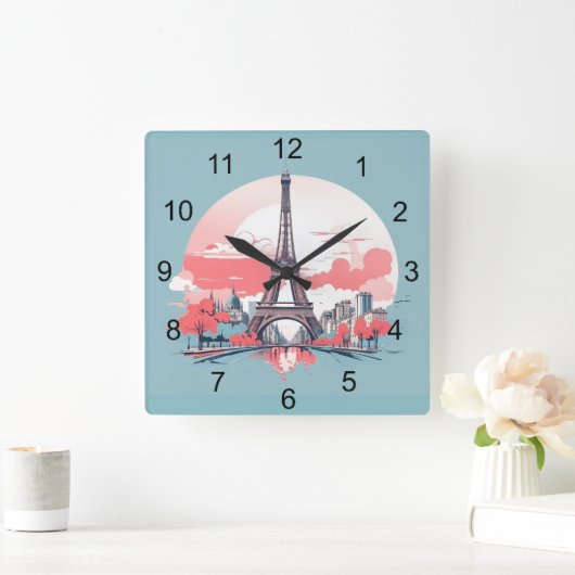 Carrée Horloge Design Tour Eiffel Paris (Maison)
