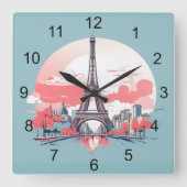 Carrée Horloge Design Tour Eiffel Paris (Recto)