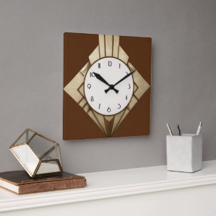 Carrée Horloge diamant géométrique minimaliste Art Déco B