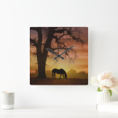 Carrée Horloge d'image du cheval primé (Maison)