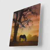 Carrée Horloge d'image du cheval primé (Angle)