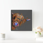 Carrée Horloge d'impression de vache Highland SuGaR LuMP  (Maison)