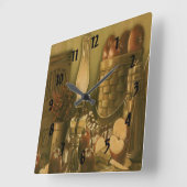 Carrée Horloge d'impression du panier Apple de pays vinta (Angle)