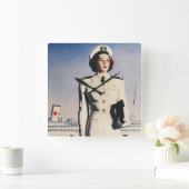 Carrée Horloge d'infirmière de marine du cru WW II (Maison)