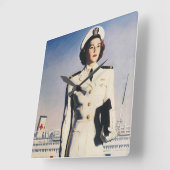 Carrée Horloge d'infirmière de marine du cru WW II (Angle)