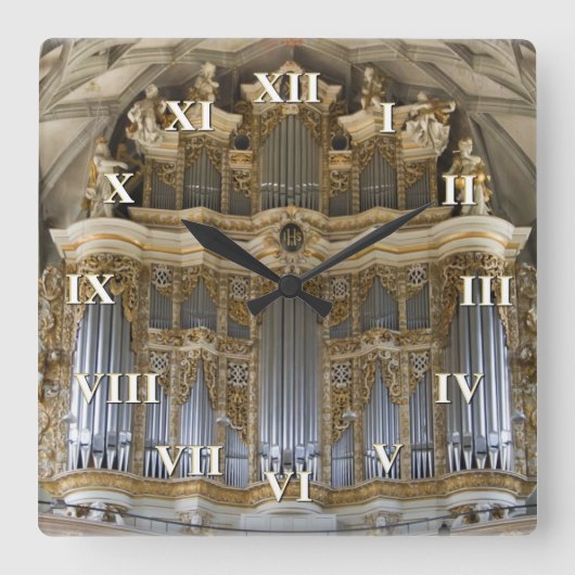 Carrée Horloge d'orgue avec chiffres romains (Recto)