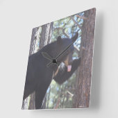 Carrée Horloge d'ours noir (Angle)