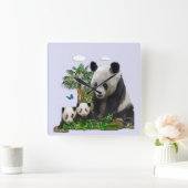 Carrée Horloge d'ours panda (Maison)