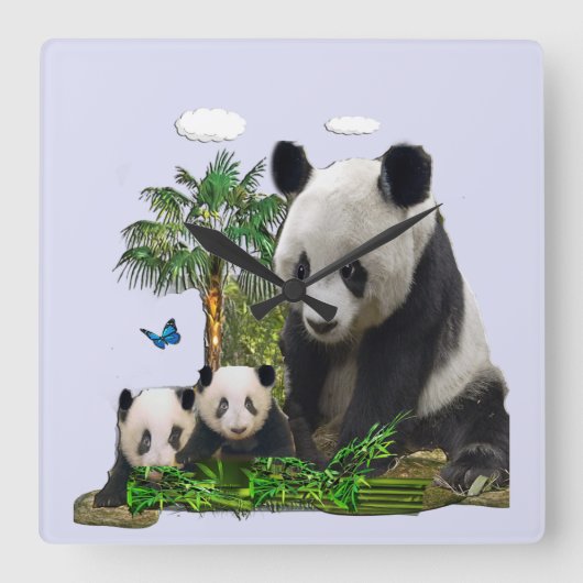 Carrée Horloge d'ours panda (Recto)