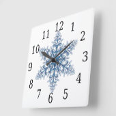 Carrée Horloge du Carré de flocons de neige bleu (Angle)