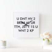 Carrée horloge du dentiste texte abréviation cool mur ado (Maison)