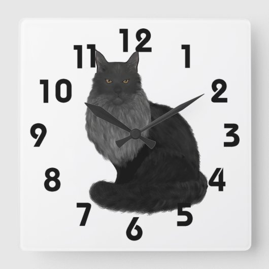 Carrée Horloge du Maine Coon (Recto)