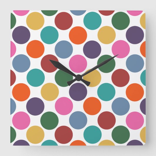 Carrée Horloge du Motif de point Polka (Recto)