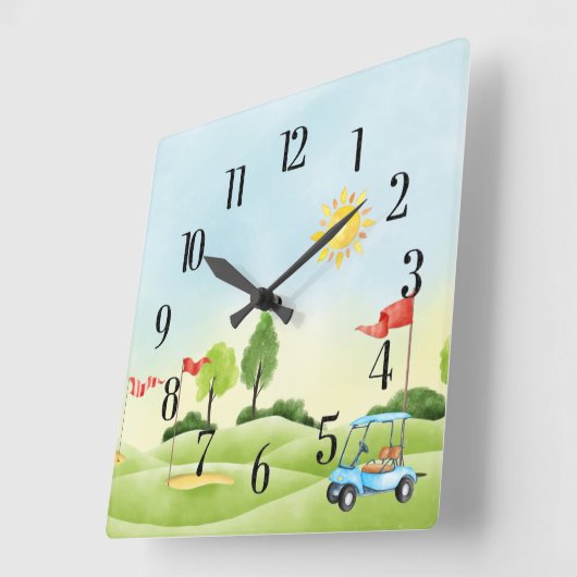 Carrée Horloge du mur de Golfer (Angle)