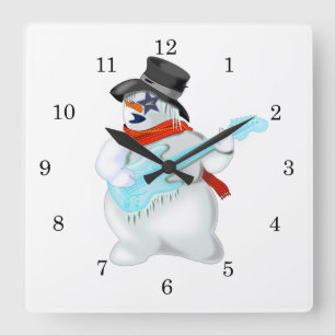 Carrée Horloge du mur de roche de neige