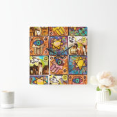 Carrée Horloge du mur d'ivoire Israël de nuit étoilée (Maison)