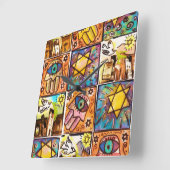 Carrée Horloge du mur d'ivoire Israël de nuit étoilée (Angle)