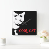 Carrée HORLOGE DU MUR DU CHAT cool (Maison)