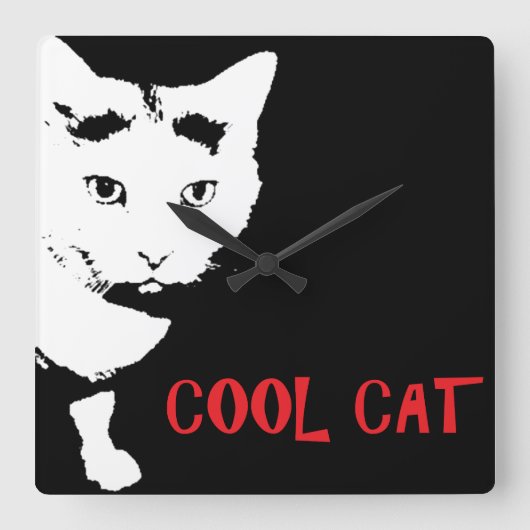 Carrée HORLOGE DU MUR DU CHAT cool (Recto)