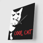 Carrée HORLOGE DU MUR DU CHAT cool (Angle)