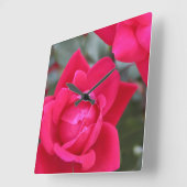 CARRÉE HORLOGE DU MUR ROSE ROUGE (Angle)