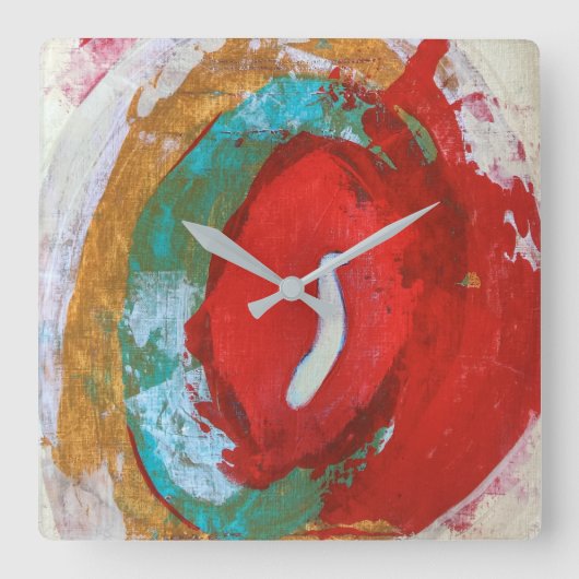 Carrée Horloge du mur rouge (Recto)