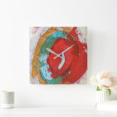 Carrée Horloge du mur rouge (Maison)