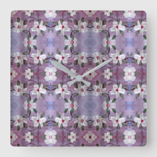 Carrée Horloge en fleurs blanches (Recto)