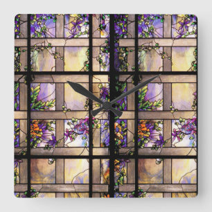 Carrée Horloge en verre souillé de cru