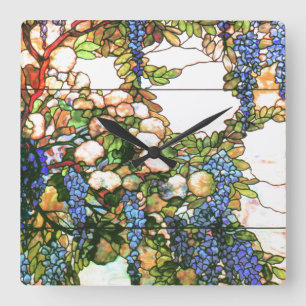 Carrée Horloge en verre souillé de cru