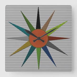 Carrée Horloge Étoile moderne du milieu du siècle