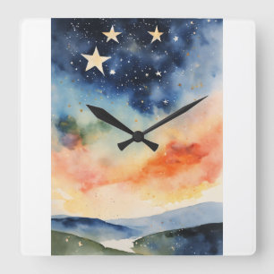 Carrée Horloge étoilée étoile Céleste Horloge scintillant