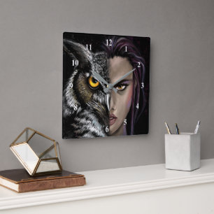 Carrée Horloge femme hibou