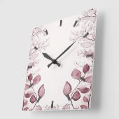 Carrée Horloge Feuille rouge moderne (Angle)