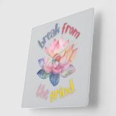 Carrée Horloge Fleur de Lotus (Angle)