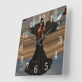 Carrée Horloge foncée d'amour d'ange (Angle)