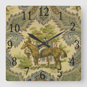 Carrée Horloge française d'impression de cheval