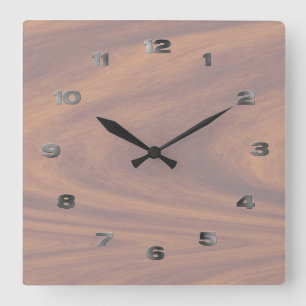 Carrée Horloge - Fruit clair avec des numéros métalliques