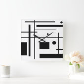 Carrée Horloge géométrique noire et blanche de formes (Maison)