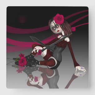 Carrée Horloge gothique de poupée de chiffon